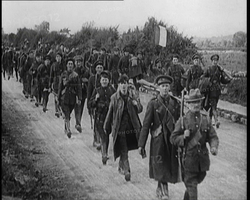 Irish Free State Soldiers Marching Along a Road, 1922. Creator: British Pathe Ltd.
