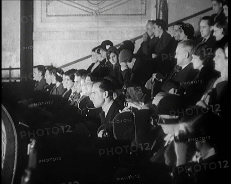 A Crowd of People Watching Actors Performing on Stage in a Theatre, 1931. Creator: British Pathe Ltd.
