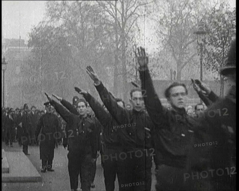 British Fascists Saluting and Marching Through London, 1922. Creator: British Pathe Ltd.
