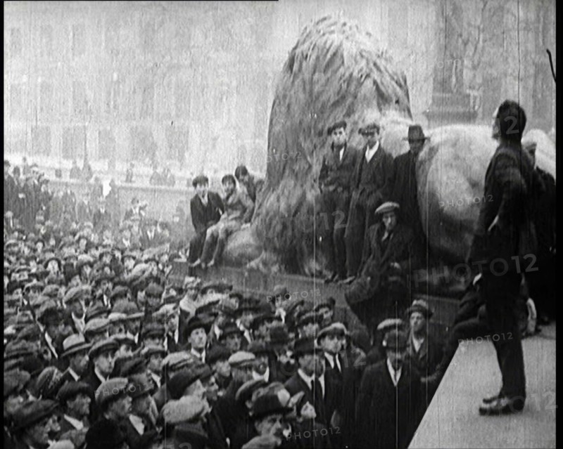 Crowds Gathering in Trafalgar Square, London, During a Demonstration About Unemployment, 1922. Creator: British Pathe Ltd.