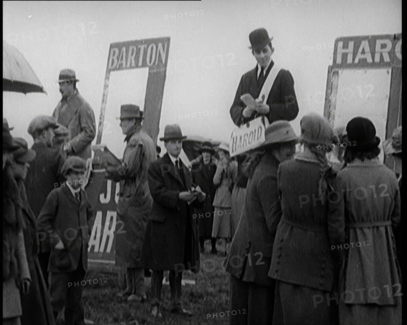 Book Makers 'Barton' and 'Arnold' Taking Bets at a Horse Race in Southern Ireland, United..., 1921. Creator: British Pathe Ltd.