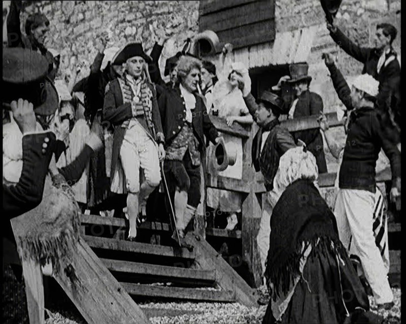 Scene from the Feature Film 'Nelson': Crowds of Actors in Period Costume Lining the..., 1920s. Creator: British Pathe Ltd.