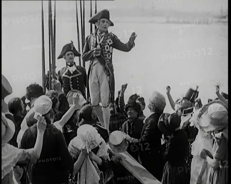 Scene from the Feature Film 'Nelson': Crowds of Actors in Period Costume Lining the..., 1920s. Creator: British Pathe Ltd.