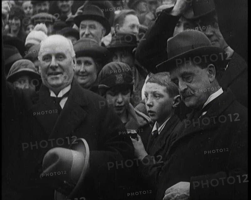 Sir James Barrie Standing With a Crowd of People, 1921. Creator: British Pathe Ltd.