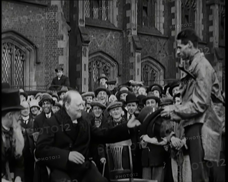 Winston Churchill, Chancellor of the Exchequer, Being Presented With an Irish Cap in Front..., 1926. Creator: British Pathe Ltd.