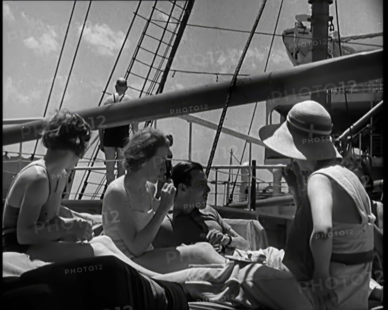 A Group of People on the Deck of a Cruise Liner at Sea, 1931. Creator: British Pathe Ltd.