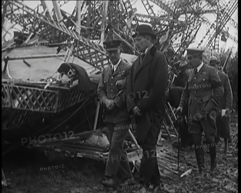 Chief Marshal Sir John Salmond and Other British Officials Walking Around the Wreckage..., 1930. Creator: British Pathe Ltd.