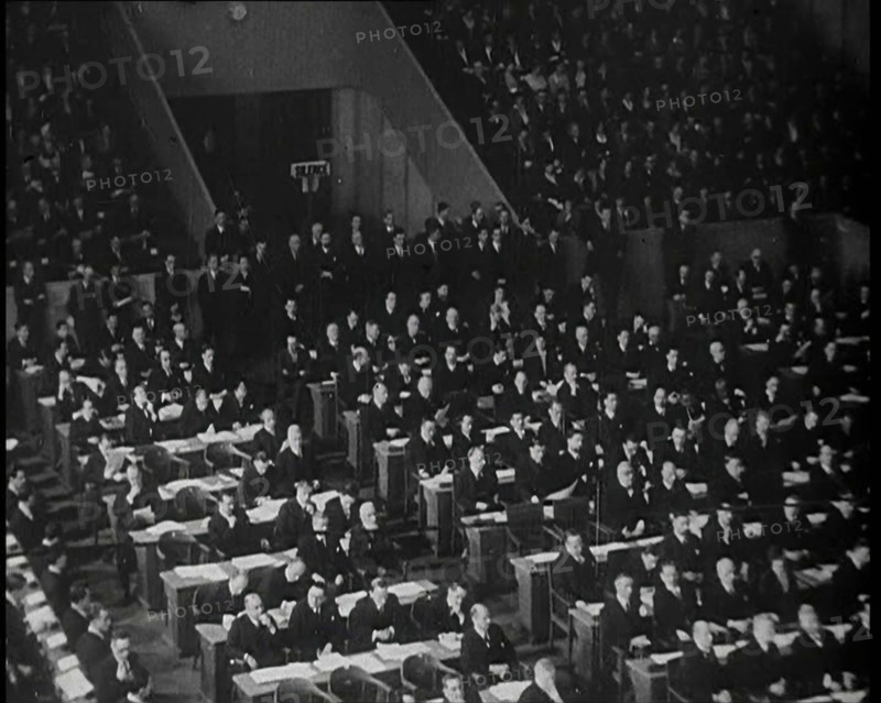 League of Nations Delegate Listening to a Speech, 1930s. Creator: British Pathe Ltd.