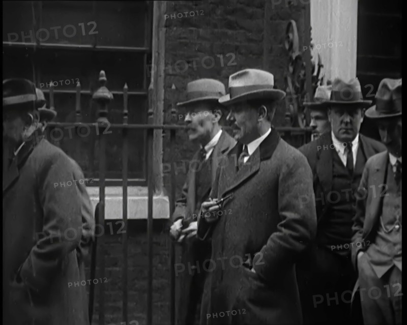 A Group of Male Union Leaders Standing in Front of 10 Downing Street, 1926. Creator: British Pathe Ltd.