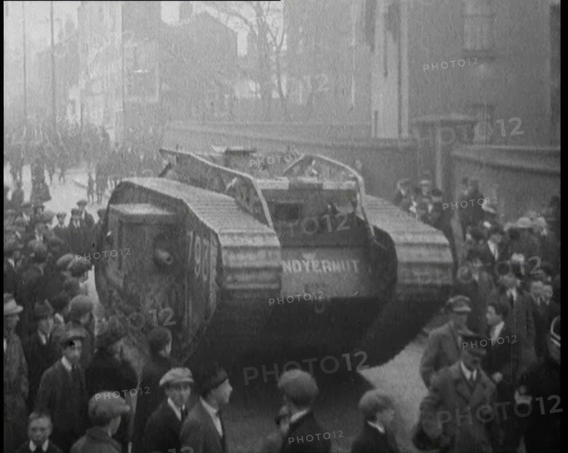 A Tank Breaking up Crowds of Demonstrators in Dublin, 1920. Creator: British Pathe Ltd.