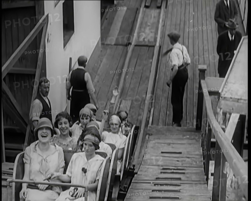 A Large Group of Female Civilians Enjoying  a Roller Coaster Ride, 1926. Creator: British Pathe Ltd.