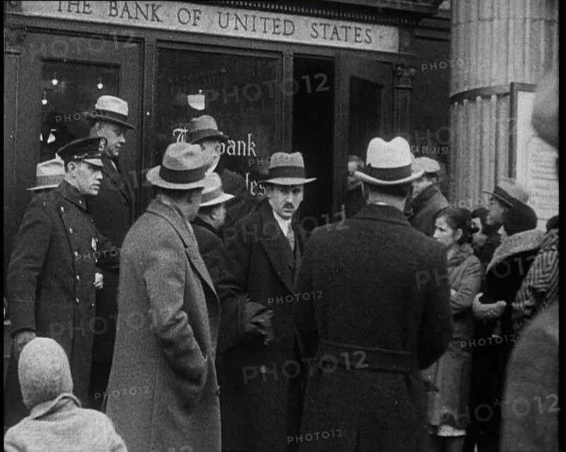 Crowd of Civilians Outside of 'The Bank of United States', 1932. Creator: British Pathe Ltd.