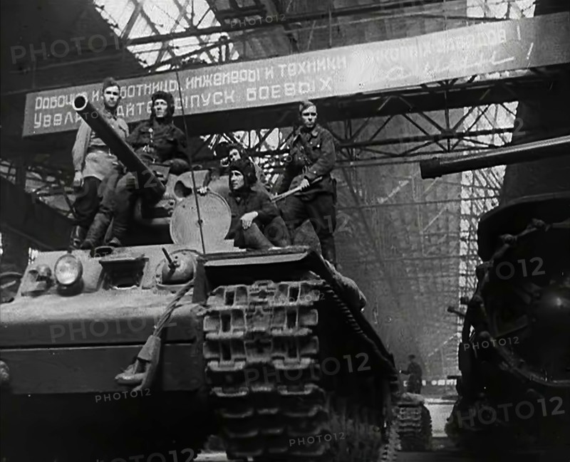 A Russian Tank Being Driven Out of a Factory, 1941. Creator: British Pathe Ltd.