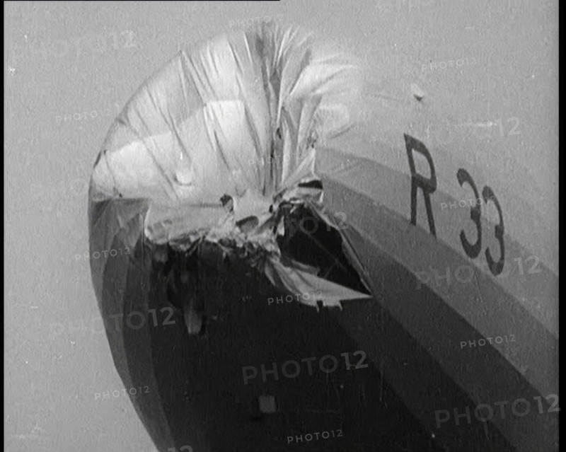 Front View of the 'R.33' Zeppelin With a Dented and Damaged Nose After Flying Through a Storm, 1924. Creator: British Pathe Ltd.