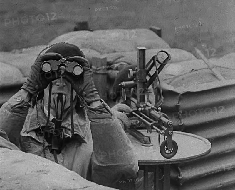 Two Royal Observer Corps Members in a Lookout Post, 1940. Creator: British Pathe Ltd.