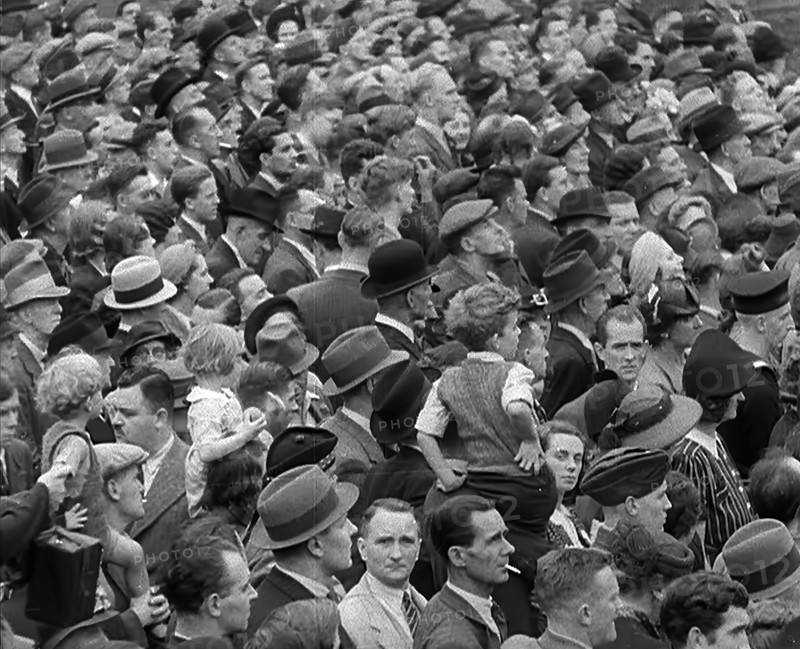 A Crowd watching a Military Band in Trafalgar Square, 1940.  Creator: British Pathe Ltd.