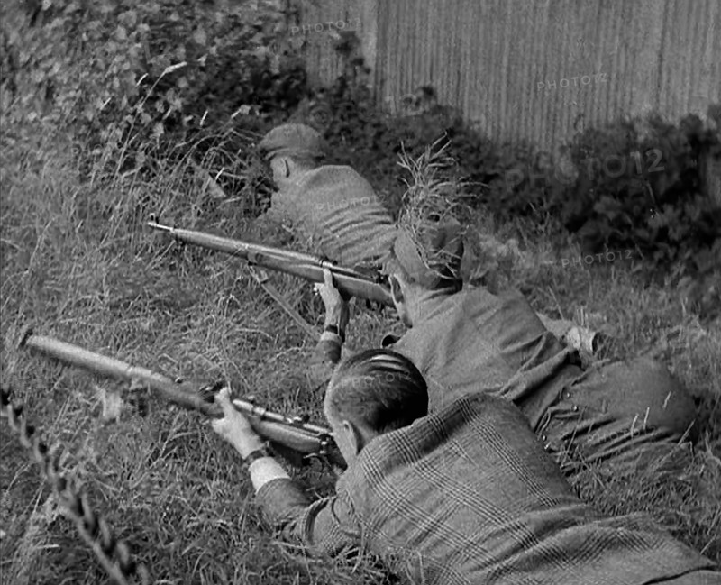 British Local Defence Volunteers Practising Rifle Shooting, 1940. Creator: British Pathe Ltd.