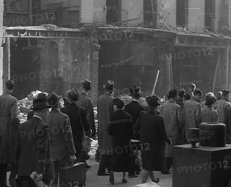Crowds Looking at Bombed Out Buildings, 1940. Creator: British Pathe Ltd.