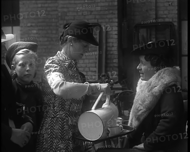 Dutch Refugees Having Tea at  a Reception Centre in the United Kingdom, 1940. Creator: British Pathe Ltd.