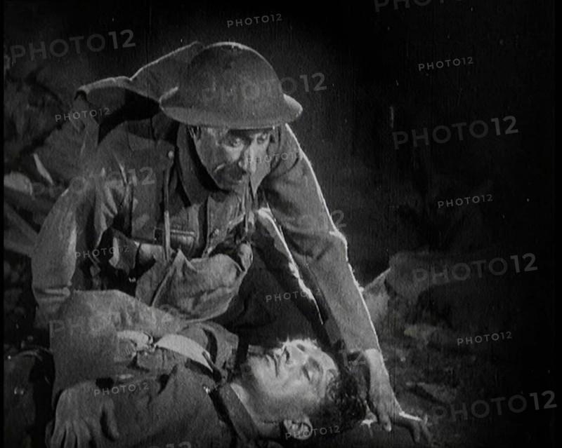 Scene from the Short Silent Feature Film 'Poppies of Flanders'. Two Male Actors..., 1920s. Creator: British Pathe Ltd.