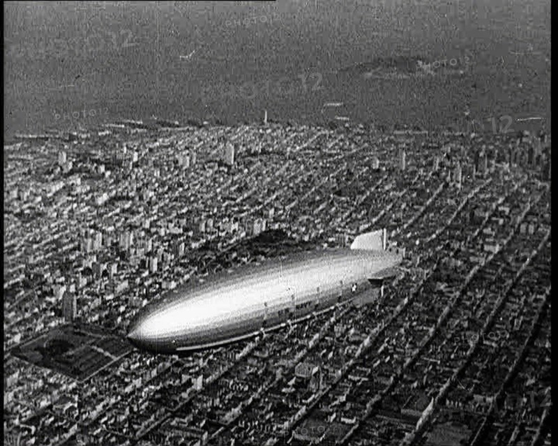Shot of a Zeppelin Flying Over Manhattan, 1932. Creator: British Pathe Ltd.