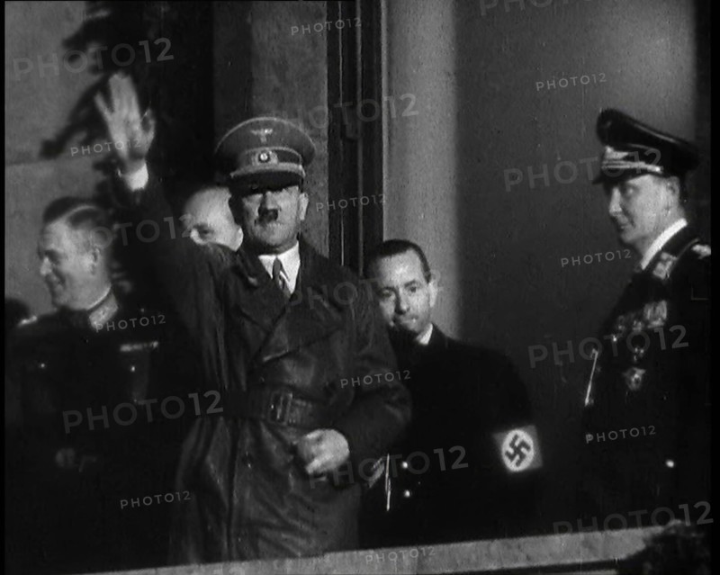 Adolf Hitler, the German Leader, Saluting the Crowd with Hermann Goering and..., 1937. Creator: British Pathe Ltd.