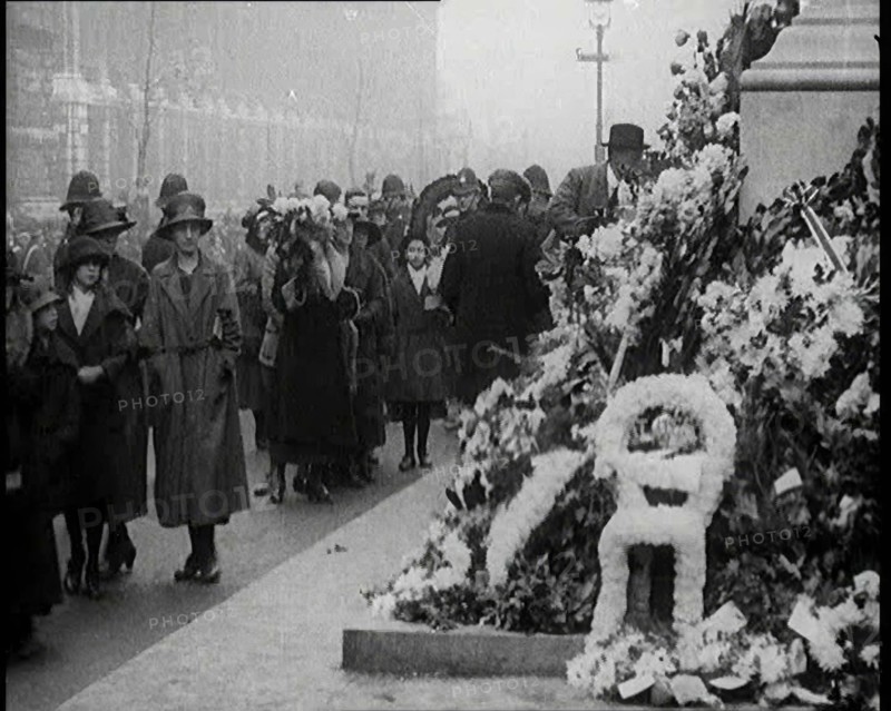 Crowds of People Filing Past the Cenotaph, 1920s. Creator: British Pathe Ltd.