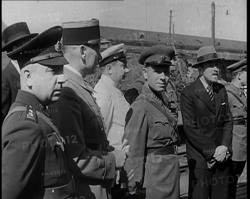 Various European Military Leaders Standing on a Railway Platform, 1939. Creator: British Pathe Ltd.
