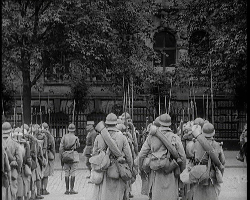 French Soldiers Marching Down the Street in the Ruhr, 1924. Creator: British Pathe Ltd.