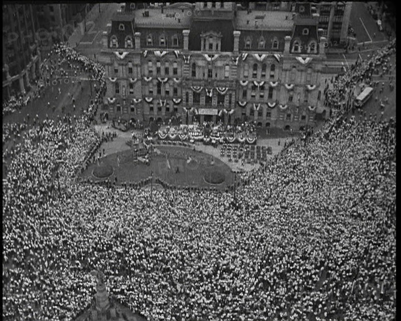 High Angle Shot of a Crowd at the Town Square As the Election Campaign Starts, 1932. Creator: British Pathe Ltd.