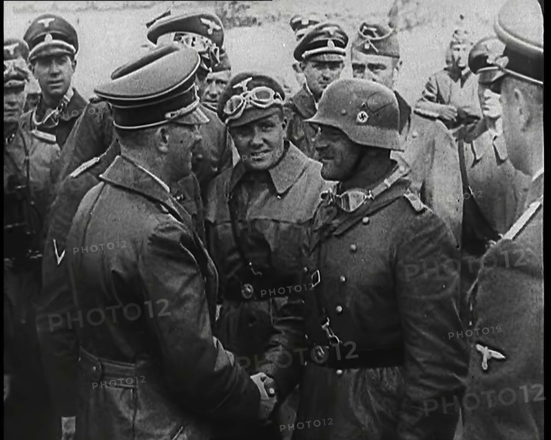 Adolf Hitler, the German Leader, Shaking Hands With a German Military Commander While..., 1939. Creator: British Pathe Ltd.