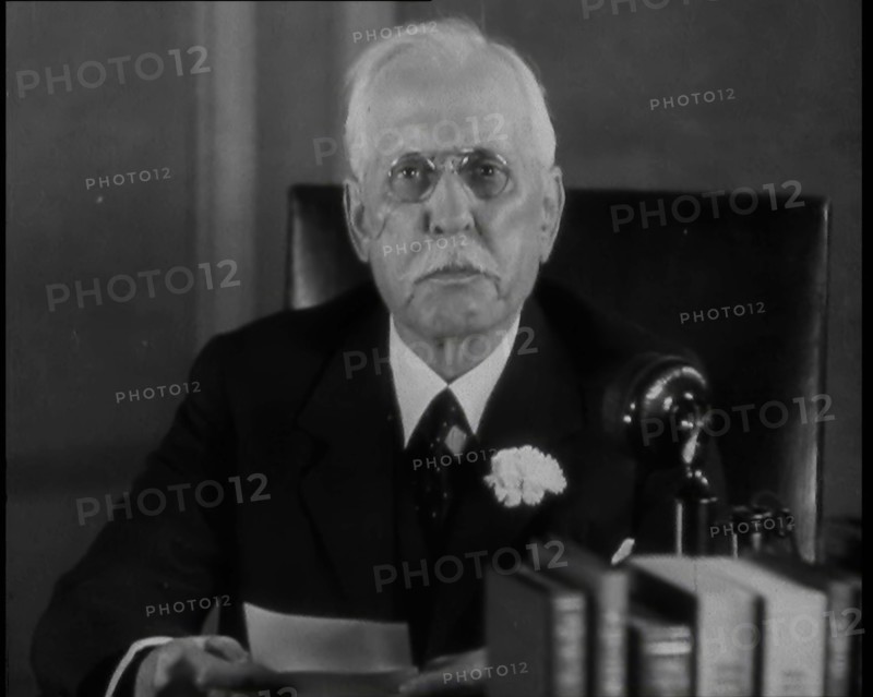 Samuel Insull Talking to the Camera, 1930s. Creator: British Pathe Ltd.