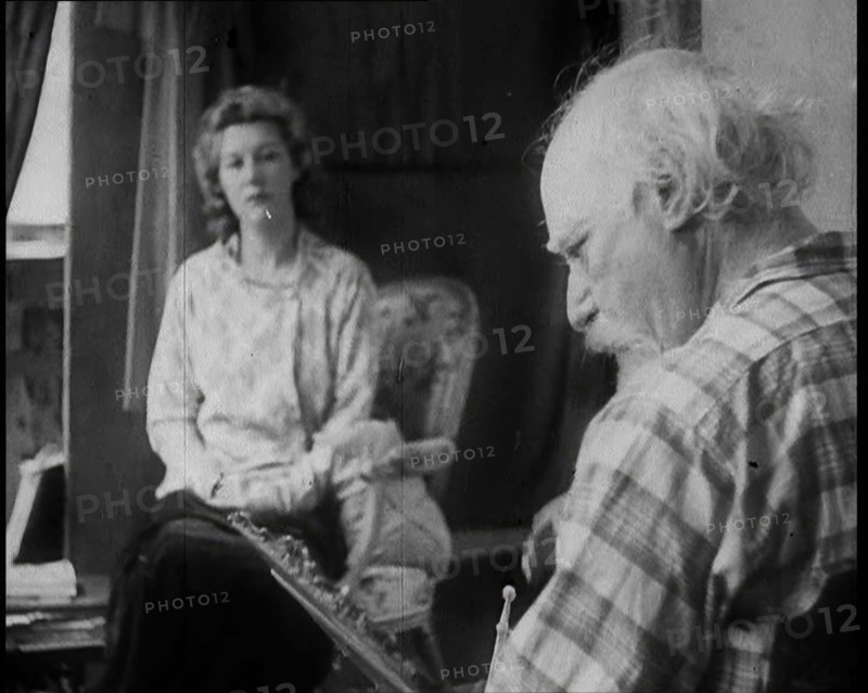 Augustus John Painting a Woman, 1930s. Creator: British Pathe Ltd.