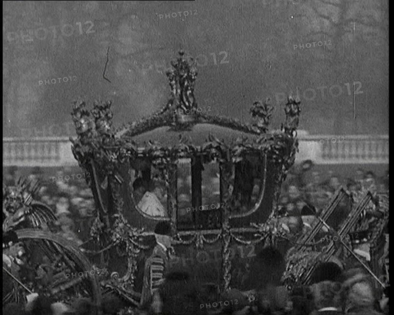 King George V and Queen Mary of the United Kingdom in a Carriage On Their Way To the State..., 1924. Creator: British Pathe Ltd.