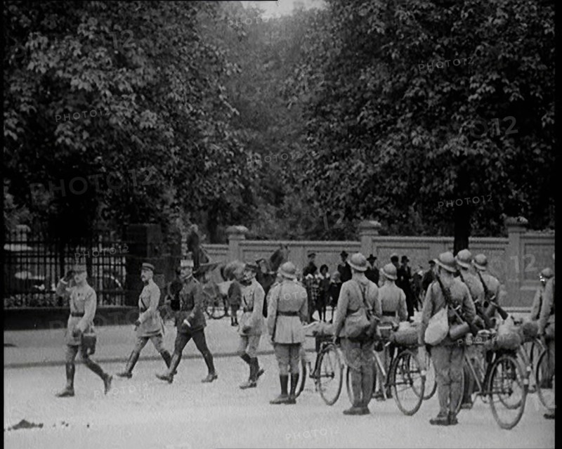 French Soldiers Marching Down the Street in the Ruhr, 1924. Creator: British Pathe Ltd.