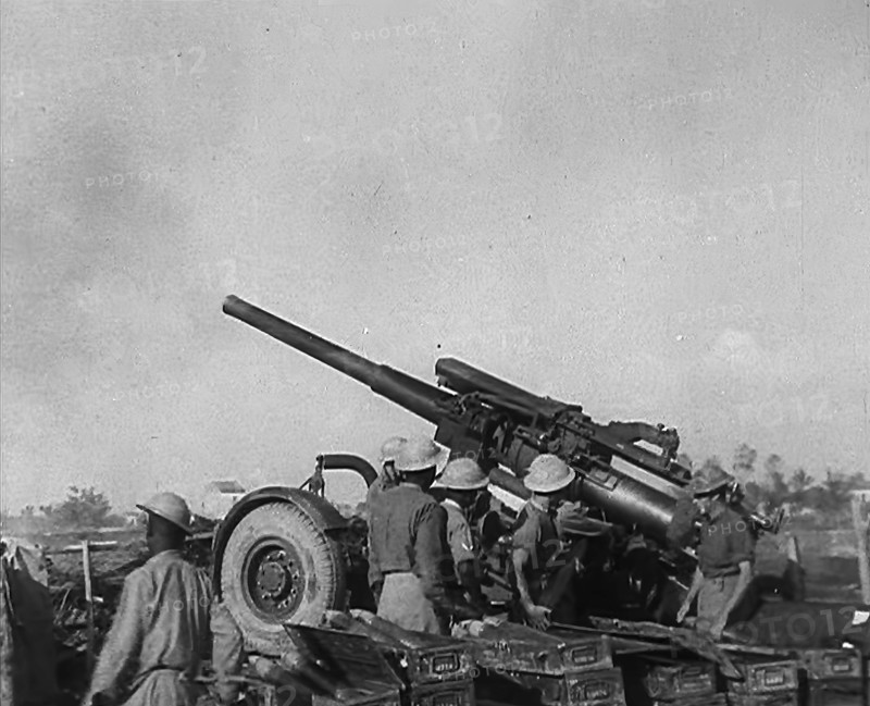 British Soldiers Firing Artillery, 1944. Creator: British Pathe Ltd.