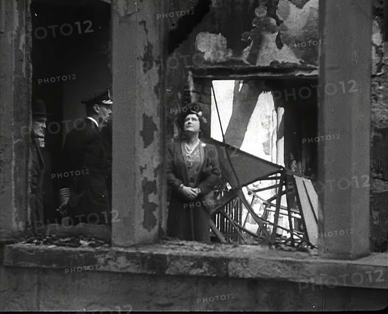 King George VI and Queen Elizabeth Inspecting Bomb Damage, 1942. Creator: British Pathe Ltd.