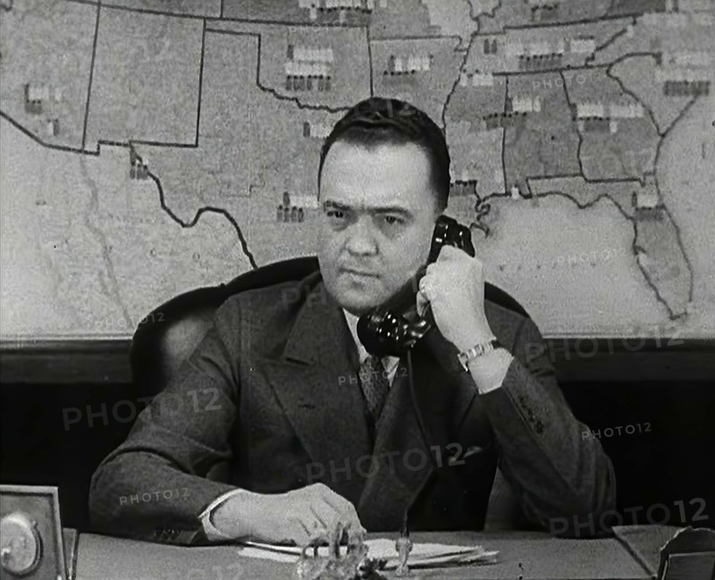 J. Edgar Hoover of the FBI on the Phone, 1942. Creator: British Pathe Ltd.