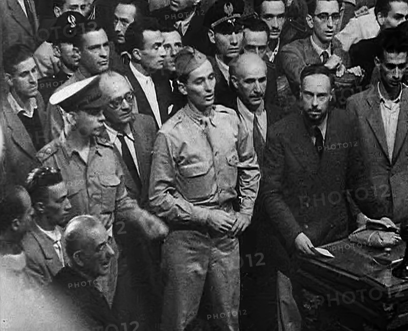 Two Soldiers at a Trial of Leading Fascists, 1944. Creator: British Pathe Ltd.