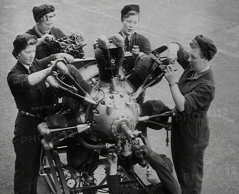 Women Working on an Aeroplane Engine, 1942. Creator: British Pathe Ltd.