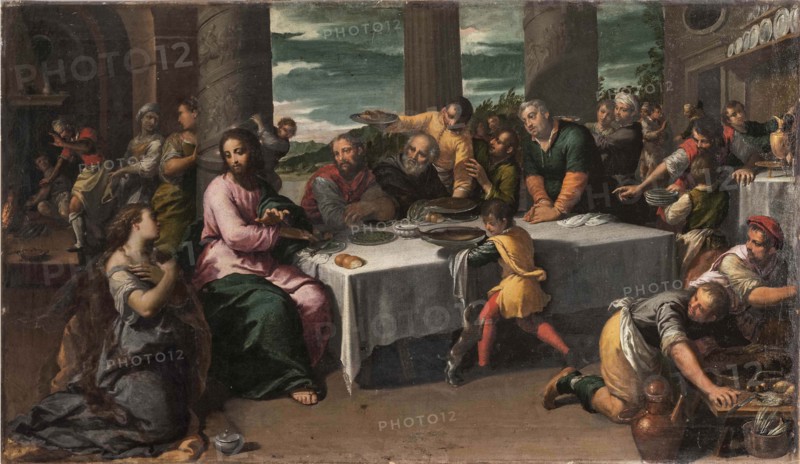 Christ at the house of Simon the Pharisee, c1590. Creator: Scarsellino (Scarsella); Ippolito (1551-1620).