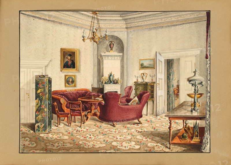 The Radziwill Palace in Berlin. Salon of Princess Wanda Czartoryska, née Princess Radziwill, 1845. Creator: Wustrow (active ca 1845).