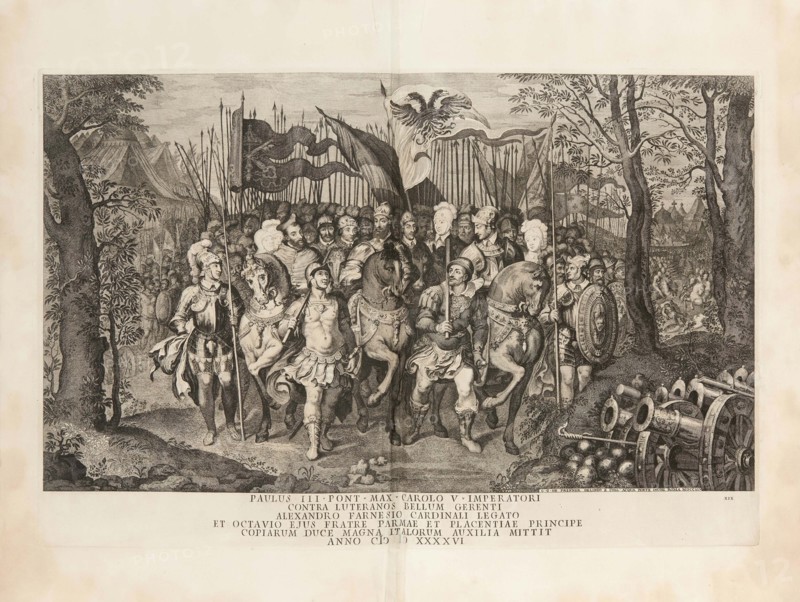 Pope Paul III with the imperial army fight the Protestant Lutherans, 1748. Creator: Prenner; Georg Kaspar; von (1720-1766).