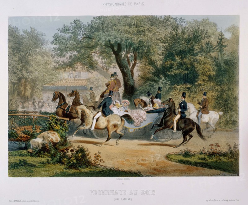 Promenade au bois. (Le Pré Catelan), 1856. Creator: Guérard; Eugène Charles François (1821-1866).