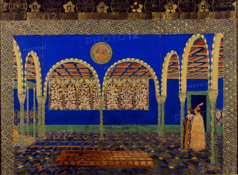 Stage design for the play "The Martyrdom of St. Sebastian" by Gabriele D'Annuzio, 1911. Creator: Bakst; Léon (1866-1924).