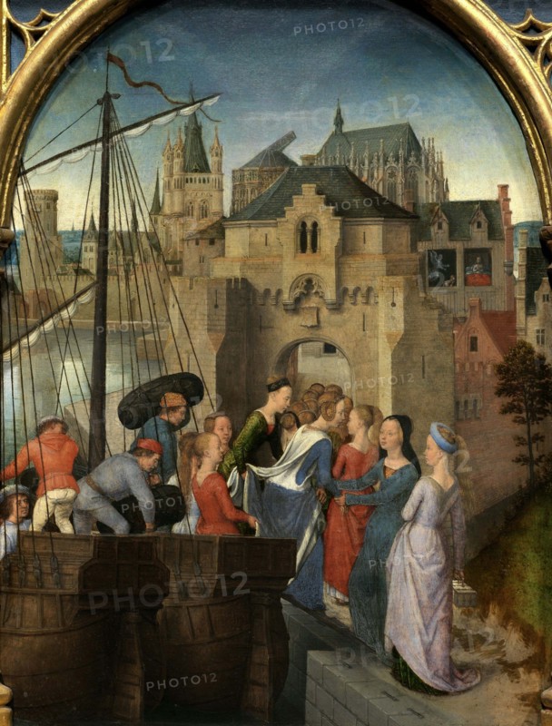 Saint Ursula Shrine: Arrival of the virgins in Cologne, 1489. Creator: Memling; Hans (1433/40-1494).