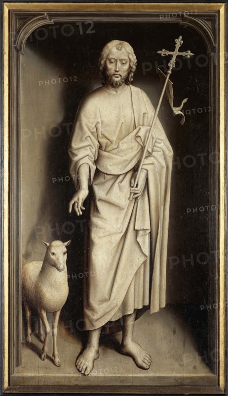 Triptych of Willem Moreel, Reverse: Saint John the Baptist, 1484. Creator: Memling; Hans (1433/40-1494).
