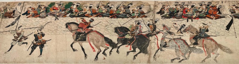 Illustrated Account of the Mongol Invasion (Moko Shurai Ekotoba), Detail: defensive wall..., c1293. Creator: Anonymous ().