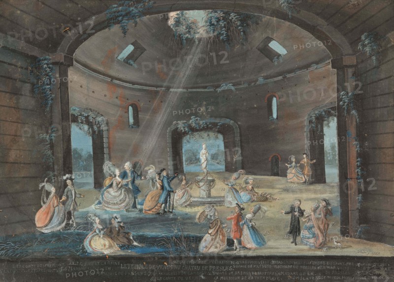 Louis XVI and Marie-Antoinette in the Temple of Venus at the Château de Presles, 1787. Creator: Pradel; J. (active 1780s).