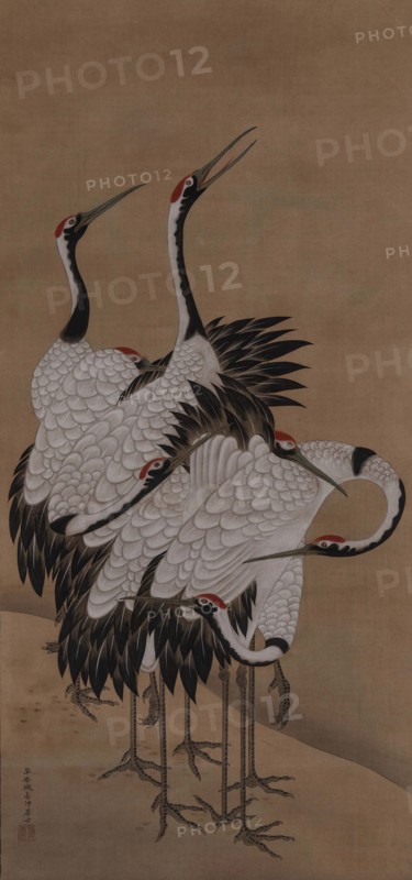 Seven cranes, 1775. Creator: Jakuchu; Ito (1716-1800).